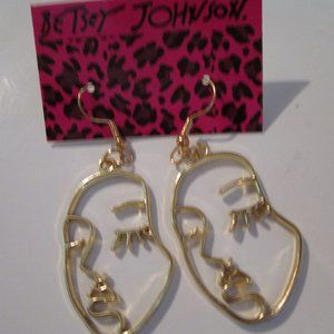 Betsy Johnson Face Gold Dangle Women's Earrings